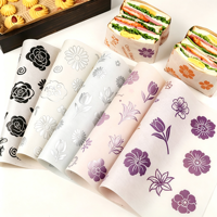 Kertas roti tahan minyak ramah lingkungan sekali pakai dengan cetakan khusus untuk pembungkus makanan, sandwich, makanan deli, dan roti