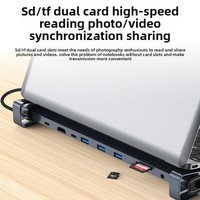 Station d'accueil USB-C 10 en 1 pour ordinateur portable, support de tablette 4K pour PD 100W, support universel pour ordinateur, support métallique pour MacBook