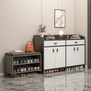 Meuble à chaussures multifonctionnel avec miroir et tabouret de rangement <span class=keywords><strong>pour</strong></span> entrée de maison, style chinois moderne - Product Image 1