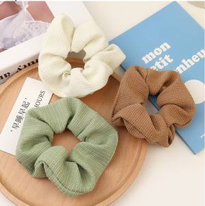 Accesorio para el cabello estético minimalista coreano tela de Color sólido francés Vintage Scrunchie Tie versátil voluminoso estilo dulce - Product Image 2