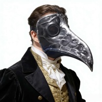 Masque intégral en latex noir vintage style bec d'oiseau avec pointes, idéal pour Halloween et cosplay