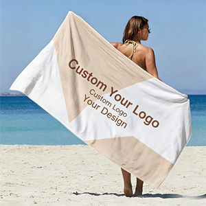 Serviette de plage en coton personnalisée avec logo promotionnel, économique - Product Image 1
