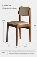 Chaise de salle à manger en bois massif au design nordique moderne avec dossier rembourré en cuir pour restaurant et hôtel, luxe léger