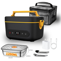 Boîtes à lunch électriques chauffantes automatiques portables intelligentes avec minuterie, batterie rechargeable, chauffage 5 faces, contrôle numérique, pour la maison et l'extérieur