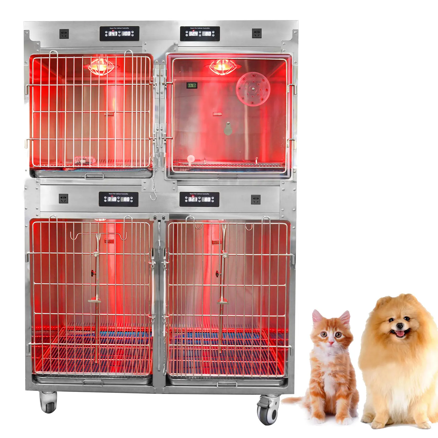 Thiết Bị Y Tế Bệnh Viện ICU Đơn Vị Thú Y Bằng Thép Không Gỉ Chó Kennel Pet Cage Trị Liệu Lồng Oxy Ấm Cho Pet Cat