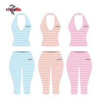 Tenues de fitness d'été Y2K : Ensemble T-shirt rayé et legging capri, débardeur dos nu décontracté en coton, deux pièces personnalisées pour le loungewear
