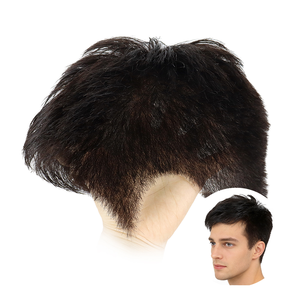 Full Lace Closure Full Head Wig 100% Indian Remy Human Hair Men's Capillary Prosthesis Black Color <b>Toupee</b> 130% Density - Product Image 1