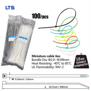 3.6*400mm Cable Ties Black White Plastic Fasten Zipties 16 Inch Nylon Clamps Packaging Wire Tie Wrap