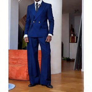 Costume <span class=keywords><strong>Homme</strong></span> Marine 2 Pièces : Veste Ample et Pantalon Croisé – Tenue Décontractée Quotidienne, Idéale pour Fêtes, Affaires et Mariages - Product Image 5