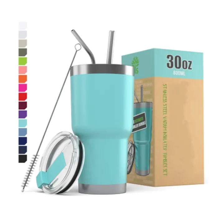 Custom 40oz 30oz 20oz double wall stainless steel coffee tumblers vacuum insulated mugs wholesale straw tumbler drinking cups