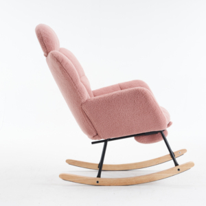 Sedia a dondolo reclinabile contemporanea in velluto rosa per soggiorno o appartamento per il tempo libero modello di sedia - Product Image 4