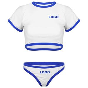 Traje de Baño Deportivo de 2 Piezas para Mujer, Diseño Sexy, Color Sólido, Cintura Separada, con Logotipo Personalizado en 3D, Muestra Gratis, Ropa de Playa - Product Image 2