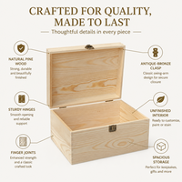 Boîte en bois de luxe, boîte de rangement en bois massif avec couvercle à charnières pour l'organisation professionnelle du bureau