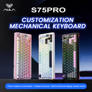 <span class=keywords><strong>Clavier</strong></span> mécanique de jeu AULA S75 <span class=keywords><strong>Pro</strong></span> Tri-Mode, disposition 75 %, interrupteurs pré-lubrifiés remplaçables à chaud, touches PBT avec bouton rotatif pour les joueurs - Product Image 2