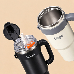 1250ML Ceramic Liner Ice <b>Tumbler</b> <b>with</b> Handle <b>Straw</b> Car Cup Large Capacity Insulated Water Bottle Giant New Cross-border - Product Image 3