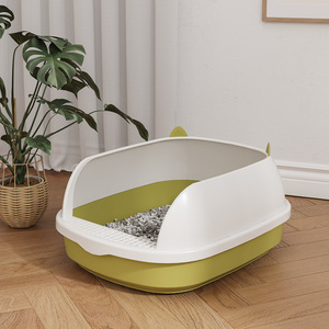 <b>Extra</b> <b>Large</b> Cat Litter <b>Box</b>, Semi-Enclosed Cat Toilet, Anti-Sand-Trapping, <b>Extra</b> Small Kitten Poop <b>Box</b>, All Cat Supplies - Product Image 1