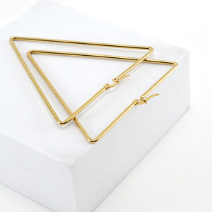 ZOGXIN Geometric Triangle Hoop Earrings Gold 45x45mm 60x65mm Party Jewelry - Product Image 2
