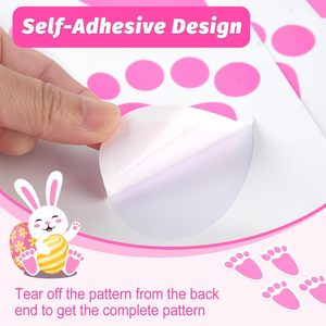 Autocollants d'empreinte de lapin de pâques autocollants pieds de lapin sol s'accroche décalcomanies d'impression de patte pour le jeu de fête de pâques jeu de chasse aux oeufs décoration de la maison - Product Image 3