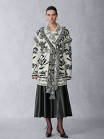 Nouvelle Collection Hiver : Cardigan Bohème en Laine Jacquard Vintage à Épaules Tombantes, Manches Longues et Grandes Poches Plaquées avec Pompons
