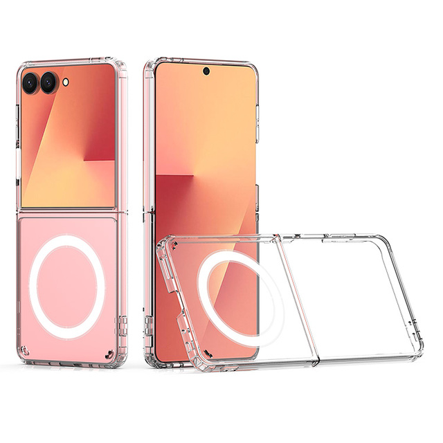 Wholesale Airbag Corner Magnetic Fold Phone Case for Samsung Galaxy Z Flip8 Shockproof Crystal Clear Shell Wireless Charger