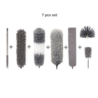 Ensemble de 5 balais à poussière télescopiques en microfibre Classic Home, manche long flexible, tête en chenille détachable, lavable, outil de nettoyage pour voiture