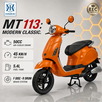 Scooter à essence rétro 50cc, cyclomoteur Euro 5, démarrage électrique, CVT automatique, double siège, roue de 12 pouces, pour les trajets urbains