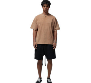 Camiseta Oversize Vintage de Algodón 100% Tejido Liso para Hombre, 250G de Alto Gramaje, con Logotipo 3D Personalizado y Efecto Lavado, Venta al por Mayor - Product Image 3