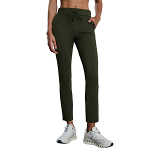 Pantalon de yoga droit pour femme, taille élastique avec cordon de serrage, coupe décontractée <span class=keywords><strong>DL081</strong></span> pour le yoga, le Pilates, la gym, la course et le fitness - Product Image 1