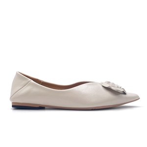 베이지색 여성용 로우힐 신발, 뾰족한 앞코 디자인 웨딩 슈즈, 여성 맞춤형 고품질 플랫 드레스 슈즈 - Product Image 1