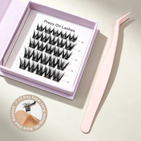 Clusters de cils en gros sous marque privée, 100 % faits à la main, imperméables, styles effilés et volumineux, boîte en carton, CE CPSR Europe