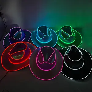قبعة هالويين ولأعياد الميلاد قبعة جاز مزودة بأضواء LED للبالغين مزودة بأضواء نيون LED قبعة سهلة الارتداء للحفلات
