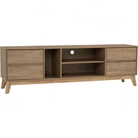 Mueble para TV HIRADO de 1.8M en Color Natural, Patas Metálicas Resistentes, Consola Multimedia, Espacioso para Sala de Estar, Entretenimiento y Televisores