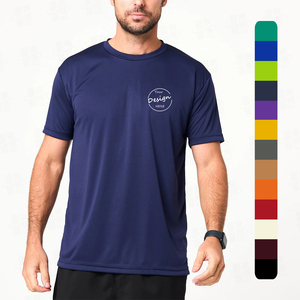 เสื้อยืดออกกำลังกายพิมพ์ลายซิลค์สกรีนคุณภาพสูงขายส่ง เนื้อผ้านุ่ม 95% โพลีเอสเตอร์ 5% สแปนเด็กซ์ แห้งเร็ว สำหรับผู้ชาย - Product Image 1