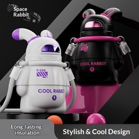 Gourde isotherme pour enfants en acier inoxydable 316 de qualité alimentaire, grande capacité, avec paille, anti-chute, motif lapin de dessin animé