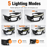 Lampe frontale LED rechargeable COB mains libres avec détecteur de mouvement, chargement Type-C, portable pour atelier, extérieur et camping