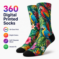Chaussettes jetables en gros pour personnel, imprimées numériquement 360°, design personnalisé, imprimé intégral, polyester coloré, mode OEM