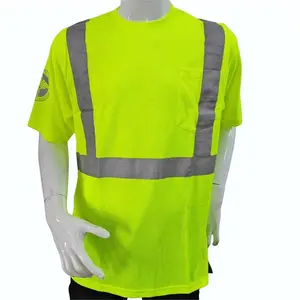 قميص الأمان في العمل بشعار مخصص سريع الجفاف للرجال بوليستر 100% عاكس عالي الجودة قميص الأمان