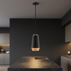 Lampe suspendue ronde en métal en laiton AK en noir et laiton fini article Standard pour décor de salon/décor de café - Product Image 1