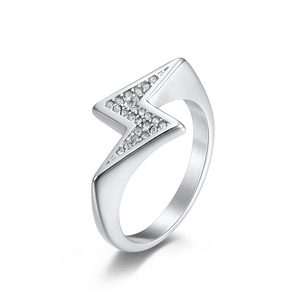 Popular yunnique fashion trendy and unique lightning bolt Z-shaped <b>titanium</b> steel <b>ring</b>, a cool and unisex everyday - Product Image 1