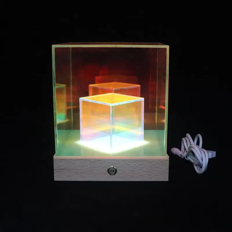 3D Cube Acrylic Bảng Đèn Bàn Pin Sạc Đầy Màu Sắc Ảo Ảnh Ánh Sáng Ban Đêm Chiếu Sáng Trong Nhà Led Cho Trang Trí Nội Thất