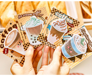 Notas Adhesivas con Diseño de Té con Leche y Café <span class=keywords><strong>para</strong></span> Estudiantes, Papel Reutilizable con Diseño Atractivo, Fuerte Adhesión, Notas de Papelería <span class=keywords><strong>para</strong></span> Estudio con Dibujos Animados - Product Image 6