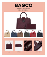 Tas Tangan Wanita Full Container Pu Bag Bagco 2026 Trendy Lace Embossed dengan Logo Huruf Metalik Gaya Vintage, Termasuk Dompet
