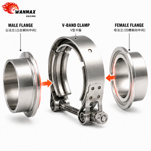 Kit de connecteurs d'échappement OEM personnalisés en acier inoxydable avec collier de serrage en <span class=keywords><strong>V</strong></span> standard et brides mâles et femelles - Product Image 1