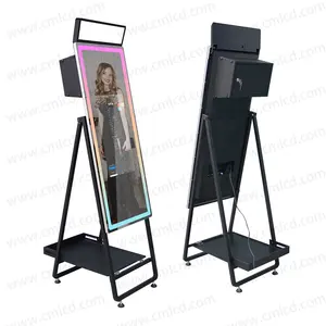 Custom Selfie Magische Fotospiegelcabine Met Vechtkoffer Bruiloftsfeestbenodigdheden 21.5 Inch Lcd Photobooth Kiosk Machine