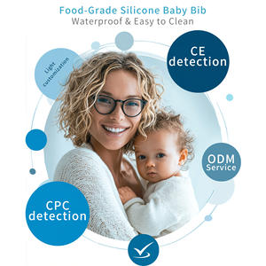 Babero de Silicona de Grado Alimenticio, Seguro y Ecológico, Antibacterial, Lavable, con Cierre de Botón, Personalizable OEM - Product Image 2