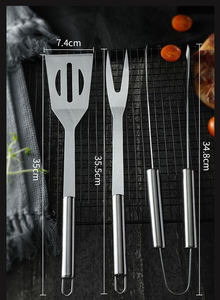ชุดอุปกรณ์บาร์บีคิวสแตนเลส LMK009 สำหรับกิจกรรมกลางแจ้ง 3 ชิ้น อุปกรณ์ทำอาหารปิ้งย่าง - Product Image 6