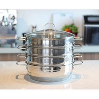 Casserole vapeur de cuisine de haute qualité, luxueuse, écologique, en acier inoxydable 4 Ti, avec couvercle en verre