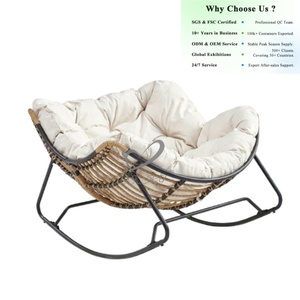 Silla Mecedora <span class=keywords><strong>de</strong></span> Ratán OKAY, Silla Reclinable Moderna para Sala <span class=keywords><strong>de</strong></span> Estar, Silla Tapizada en Tela con Cojín Suave - Product Image 1