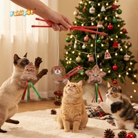 Famipet Fabricant, Vente en gros personnalisée : Jouet interactif pour chat en forme de bâton, thème Noël, avec motif amusant de chaton et herbe à chat