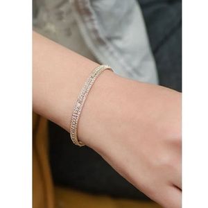 Xinfly Brazalete de Oro Puro de 18K con Cable Trenzado, 5.8mm, Hueco, Delgado, con Cuentas Láser, Antideslustre, Tres Colores, Última Colección, Regalos para Fiestas y Bodas - Product Image 5